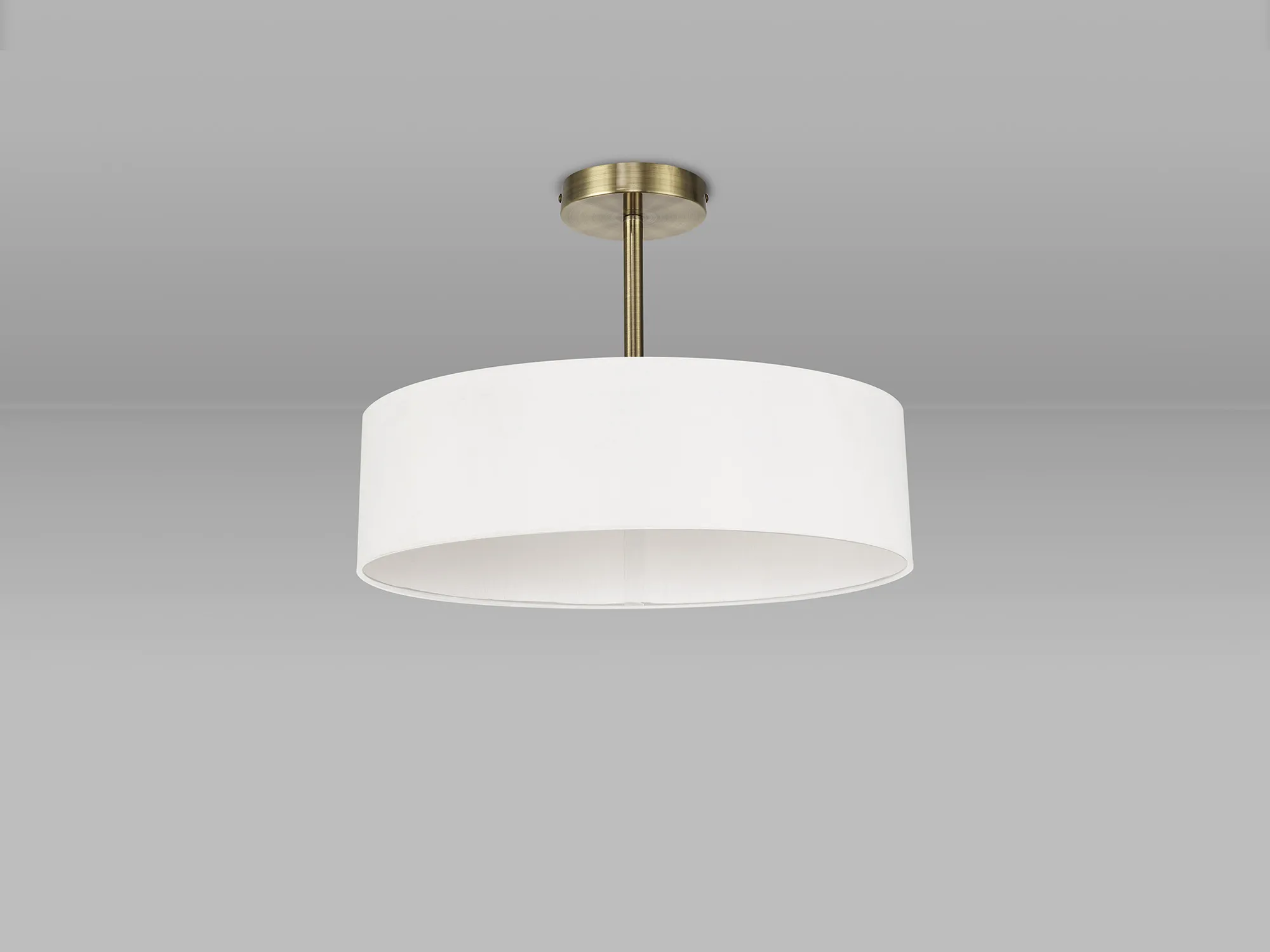 Baymont 45cm Semi Flush 5 Light Antique Brass, White DK0745  Deco Baymont AB WH